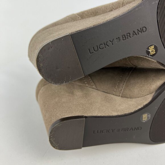 Lucky Brand Womens Seleste Suede Lace Up Wedge Bootie Taupe Beige size 8 - Picture 14 of 16